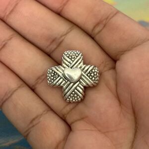 Vintage Carol Henry Designs Cross Heart Sterling Silver Pendant Pin Brooch